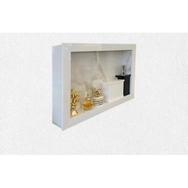 Imagem de Nicho Banheiro Porcelanato Sobrepor Marmo Douro 37x56x11 c/ kit de ins