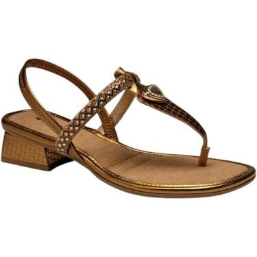 Imagem de Sandália Mississipi Tiras Brilho Salto Bloco, Bronze, 37