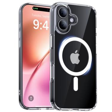 Imagem de Faiono Capa magnética para iPhone 16 [proteção de nível militar] [compatível com MagSafe] [Fosco translúcido] Capa protetora fina à prova de choque para iPhone 16, transparente
