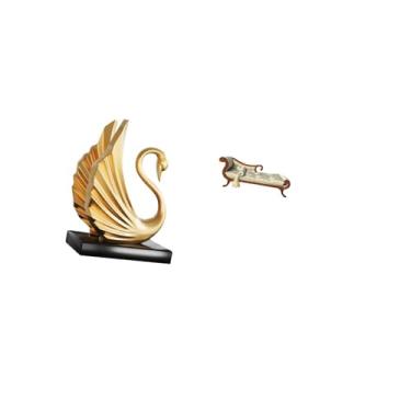 Imagem de Fenteer Estatueta de Cisne, Escultura de Animal de Arte Moderna para Sala de Estar, Armário, Decoração de Casa com Sofá em Miniatura, Banco de Madeira, Cadeir