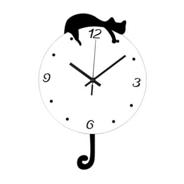 Imagem de Ｂｅｓｇａ Relógio de parede de gato, decoração, arte criativa, prática, presente, ornamento anti-taque, relógio decorativo para sala de estar, quarto, Top Cat