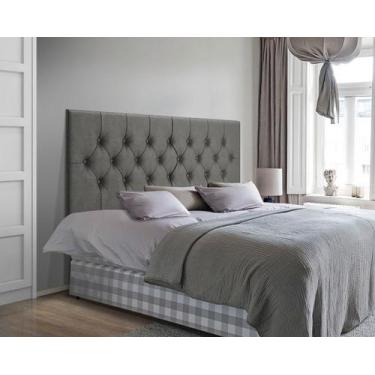 Imagem de Cabeceira Cama Casal Queen Box Estofada 1,60 CAPITONÊ Suspensa - Cinza