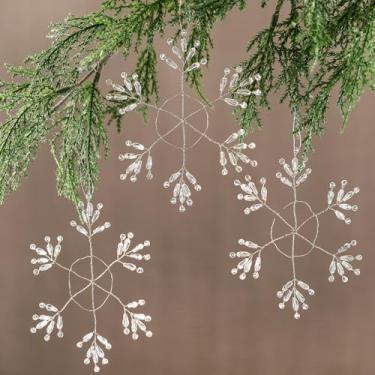 Imagem de Fiwochic 12 peças de enfeites de Natal grandes de floco de neve de cristal para decoração de árvore de Natal, 13 cm, enfeite de floco de neve de cristal transparente para árvore de Natal, país das
