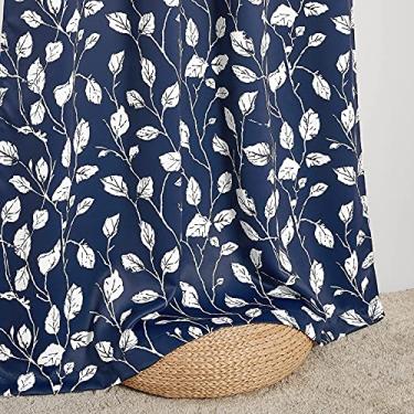 Imagem de KGORGE Cortinas blackout de janela para quarto, redução de ruído, economia de energia, cortinas resistentes, estampa floral para sala de jantar, sala de estar, escritório, azul marinho, L132 x C84, 1
