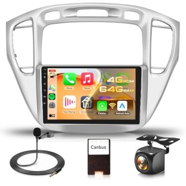 Imagem de Estéreo 4G + 64G para Toyota Highlander 2000-2007 Rádio Android Upgrade Unidade de Cabeça com Tela Sensível ao Toque de 9 Polegadas, Driauto Estéreo para Carro com Carplay Sem Fio, Android, Auto GPS