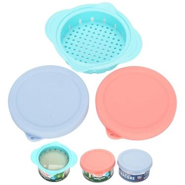 Imagem de LUVCOSY Pacote com 2 tampas de silicone de 10 cm com 1 coador de lata de atum para abelha de 340 g | Chicken of the Sea | Lata de atum StarKist | Coador de latas e tampas reutilizáveis | Pode ser