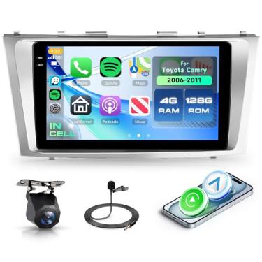 Imagem de Rádio estéreo automotivo 4+128G Android 15 para Toyota Camry 2006-2011 com Carplay sem fio Android Auto, unidade de cabeça de tela interna de 23 cm com GPS/Bluetooth 5.0/FM RDS/EQ/Wi-Fi Mirror Link