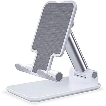 Imagem de Suporte de Mesa para Celular e Tablet Dobrável Ajustável - Base Antiderrapante Universal - Ideal para Videochamadas, Filmes, Home Office e Viagens