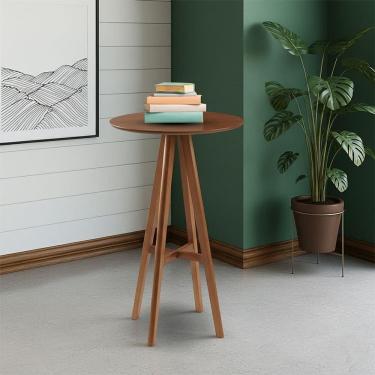 Imagem de Mesa Bistrô Alta Redonda Sila Base Madeira Maciça Imbuia