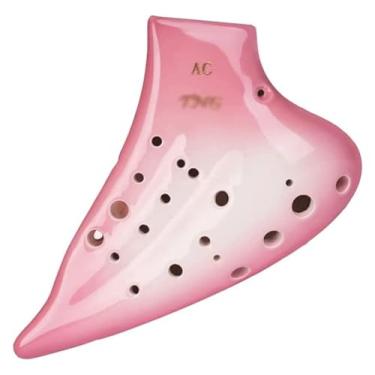 Imagem de ocarina tubo duplo três tubos tom médio ocarina adequado para iniciantes nível de entrada adulto estudante ocarina instrumento musical adultos crianças iniciantes (rosa)