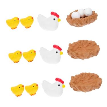 Imagem de 15 peças mini decoração de pintinho de Páscoa de resina adornos de galinha enfeites de ovo modelos de animais fofos para celebrações de primavera decoração de casa festiva