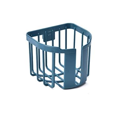 Imagem de Prateleira de papel higiênico sem perfuração, banheiro, cozinha, caixa de lenços de papel fixada na parede (cor: branco, tamanho: 14 * 13,5 * 11 cm) (azul 14 * 13,5 * 11 cm)