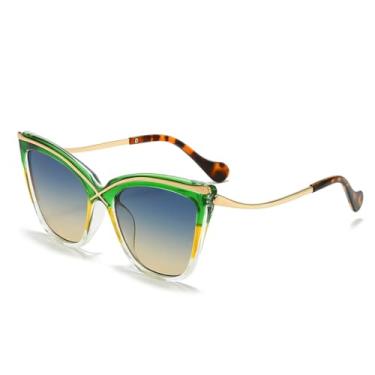 Imagem de HPIRME Óculos femininos retrô com armação grande (Estilo 6169-C9)