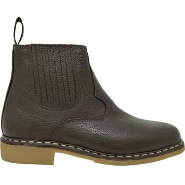 Imagem de Botina Vira Francesa Costurada a Mão em Couro Bico Redondo Elástico Coberto GAROTTI 4101901 (CAFÉ FLOTER, PADRÃO, BR, Adulto, Numérico, 45)