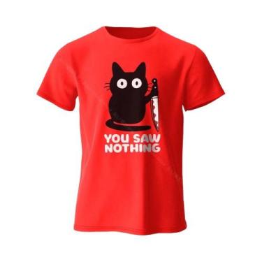 Imagem de Camiseta Feminina Engraçada Com Estampa De Gato, Gola Redonda, Manga C