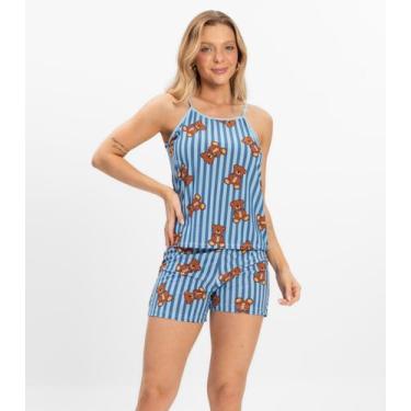 Imagem de Short Doll Curto Feminino De Liganete Bella Ana Azul, M, Azul