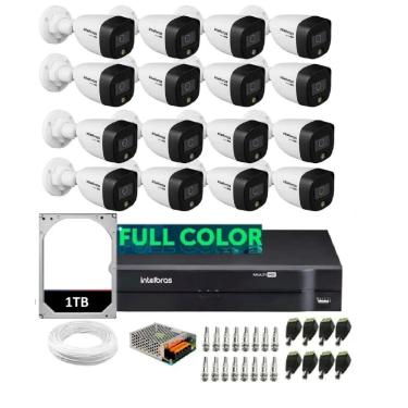 Imagem de Kit 16 Câmeras Intelbras 1220b Full Color Dvr 16 Canais Com Hd 1tb