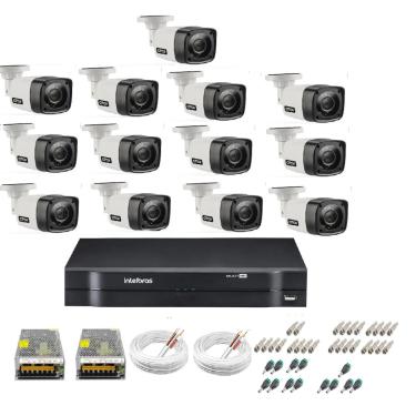 Imagem de Kit Cftv 13 Cameras Segurança  Hd Dvr Intelbras 1116 S/ HD