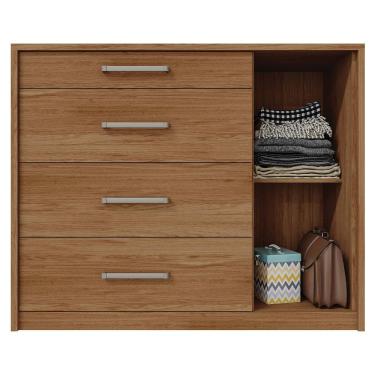 Imagem de Cômoda Sapateira 1 Porta 4 Gavetas Palacius Marrom  Caemmun