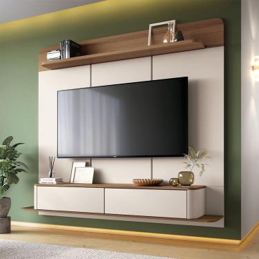 Imagem de Painel Home Suspenso Ideal Para Tv Até 70 Polegadas Concept Design Moderno Off-white/amadeirado