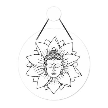Imagem de Flâmula Buda Com Flor 30cmx30cm - Cria Arte Laser Branco