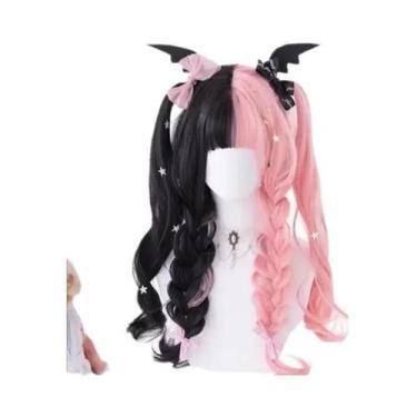 Imagem de Peruca Sintética Longa Cacheada Lisa Para Cosplay Lolita Com Rabo De C
