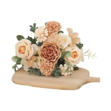 Imagem de Guirlanda De Flores Artificiais Com 7 Hastes De Rosa De Seda, Peônia E