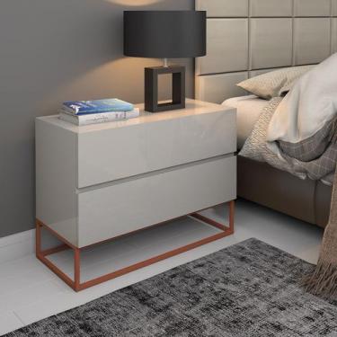 Imagem de Kit 2 Mesa de Cabeceira Eros 60cm MDF 2 Gavetas Espaçosas Estilo Indus