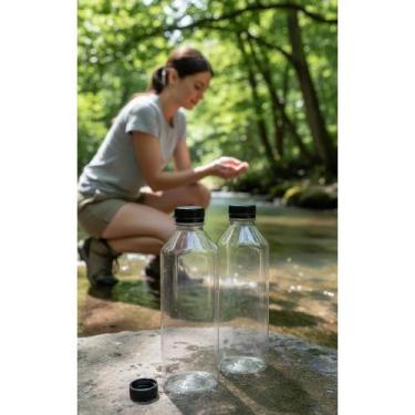 Imagem de 10 Garrafas PET 1L Lisa Quadrada Tampa Preta Com Lacre - Congratulatio