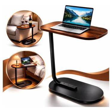 Imagem de Mesa Lateral Canto Em Mdf Leitura Notebook Sofa Escritório Luminária P