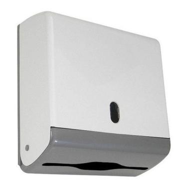 Imagem de Dispenser para Papel Toalha Interfolha Toalheiro Junior 2 Ou 3 Dobras para Até 600 Folhas Branco