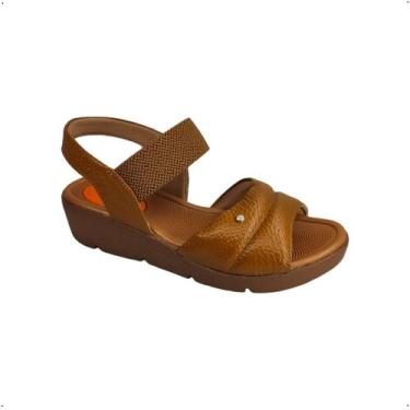 Imagem de Sandalia Anabela Casual Couro Ortopedico Elastico Al4304 - USAFLEX, 38