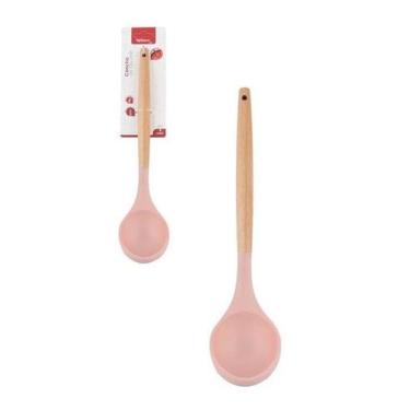 Imagem de Concha Multiuso de Silicone Rosa Cabo Madeira - KOPECK