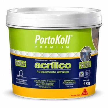 Imagem de Rejunte Acrílico PortoKoll Premium 1kg Cinza Ártico Plus - SIKA