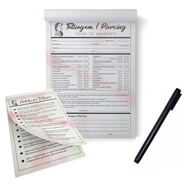 Imagem de Kit Bloco Ficha De Anamnese + Cuidados Tatuagem/Tatoo/Tatuador