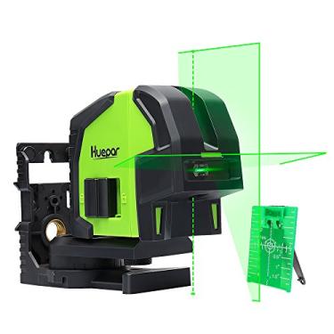 Imagem de Nível de laser de linha cruzada com 2 pontos de ameixa - Huepar 8211G Faixa de feixe de laser profissional verde Ângulo de ventilador de 130° Seleção de linhas verticais e horizontais, Multiuso Alinhamento auto-nivelador Nível de laser