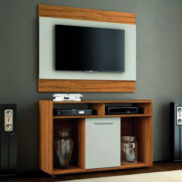 Imagem de Conjunto Painel com Estante para TV até 43 Polegadas Show Notável Móveis Freijó Trend/Off White