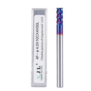 Imagem de XJL Carbide End Mill Set 4 Flutes CNC Router Tool Nano Coating Milling Cutter for Steel HRC 65 40x10x4x50mm