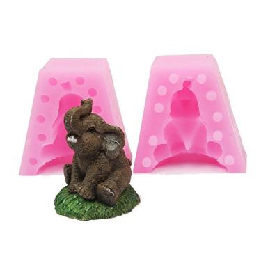 Imagem de MoldFun Molde de silicone de elefante para bebês de tamanho pequeno para chá de bebê, decoração de bolo, chocolate, doces, sabonete, bomba de banho, vela, argila