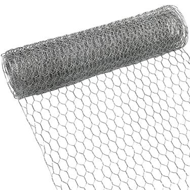Imagem de AB1 Galvanizado Hexagonal Galvanizado Rede de Arame DIY Malha de Arame de Planta Animal Rede de Metal Rede de Fio de Ferro para Projetos de Artesanato Jardinagem e Decoração de Casa Prata 40x500 cm AB1