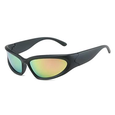 Imagem de Óculos de sol Steampunk para mulheres Óculos de sol ovais espelhados masculinos Vintage Hip Hop Punk Óculos, 4, tamanho único