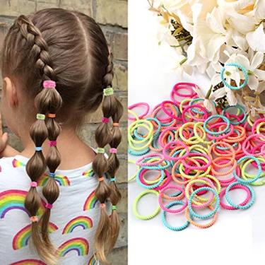 Imagem de ELIHAIR Gravatas de cabelo de bebê para meninas Suporte de rabo de cavalo Faixas elásticas de cabelo 3 cm para crianças Cabelo cacheado (100 pçs Macaron infantil)