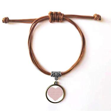 Imagem de DIYthinker Pulseira vermelha de couro com corda de couro para o Dia dos Namorados com círculos coração marrom joia presente