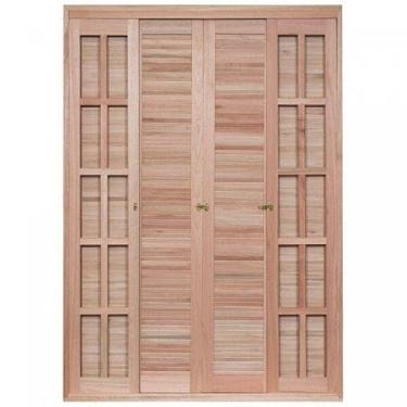 Imagem de Porta Janela com 2 Caixilhos de Correr para Vidros Quadriculados Rondosul Natural