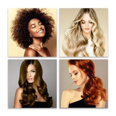 Imagem de Kit 4 Quadros Salão de beleza Cabelereiro Placas Mdf