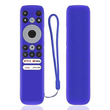 Imagem de JKZTJOF Capa protetora de silicone azul com alça para controle remoto de voz inteligente TCL RC902N FMR1, à prova de choque, antisujidade, para controle remoto TCL