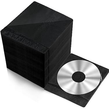 Imagem de Kanayu 600 peças de capas de armazenamento de disco para CDs e DVDs, capas de plástico com refil de dupla face, suprimentos de proteção para fichários de armazenamento de CD e DVD, 13 x 14,5 cm (Preto