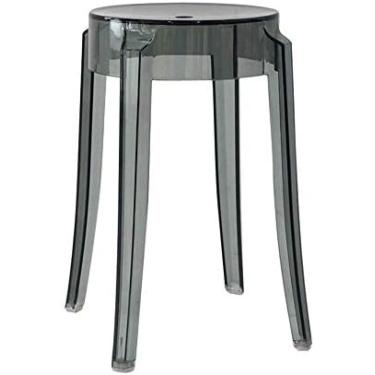 Imagem de Plástico, cadeira de jantar acrílica transparente, barra de cristal, cadeira para casa, alta criativa, cinza transparente