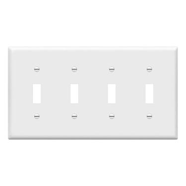 Imagem de (Screw, Standard Size, White) - ENERLITES Quad Light Switch Wall Plate, Standard Size 4-Gang 11cm x 21cm , Unbreakable Polycarbonate Thermoplastic, 8814-W, White