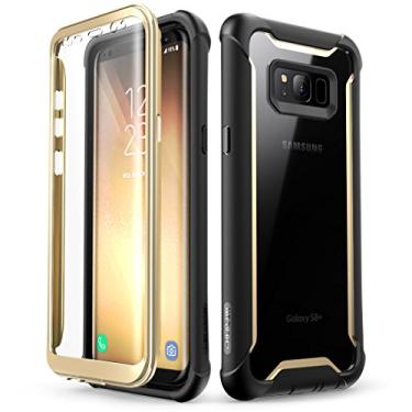 Imagem de i-Blason Ares Capa amortecedora transparente robusta de corpo inteiro com película protetora de tela integrada para Samsung Galaxy S8+ Plus versão 2017, preto/dourado